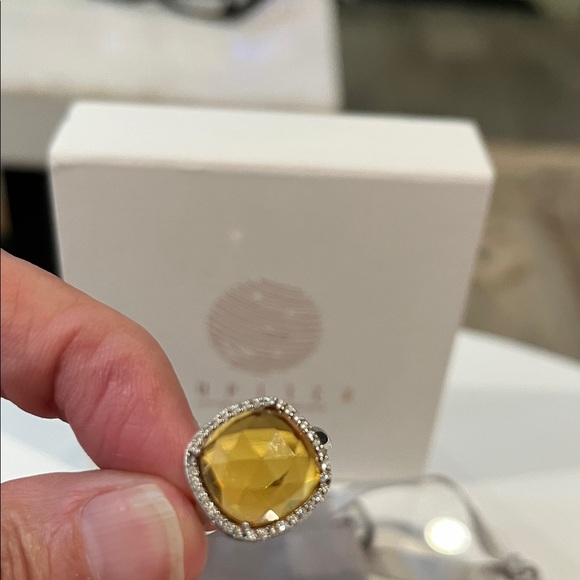 JUPITER Silver /Yellow Facet Gemstone Ring  Crystal Setting SIZE 6.5 BRAND NEW - Picture 4 of 4